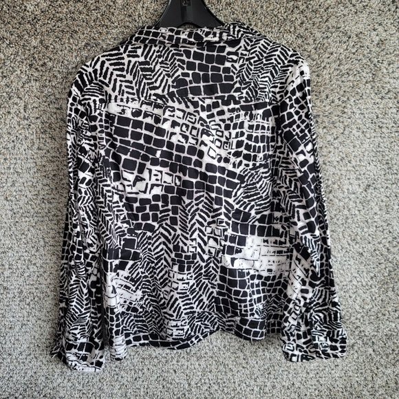 Chicos Jacket Womens 2 US Large Black Two Button Collared Printed Ladies - Picture 7 of 8